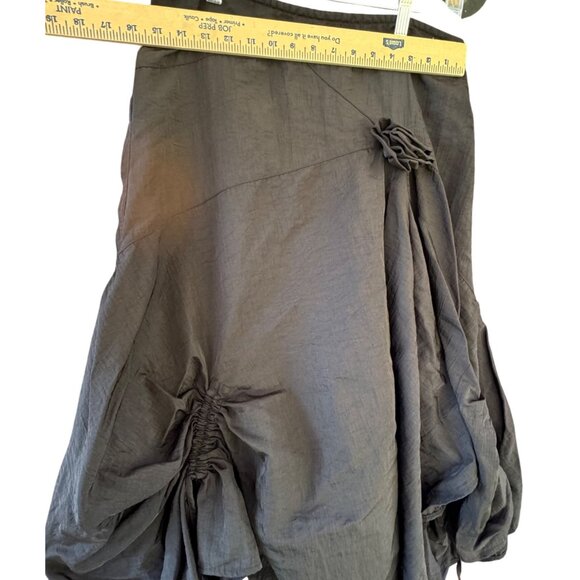 Whimsy Black Ruched Asymmetrical Wmns Skirt Size 4  Drawstring Avant Boho Gothic - Picture 10 of 10